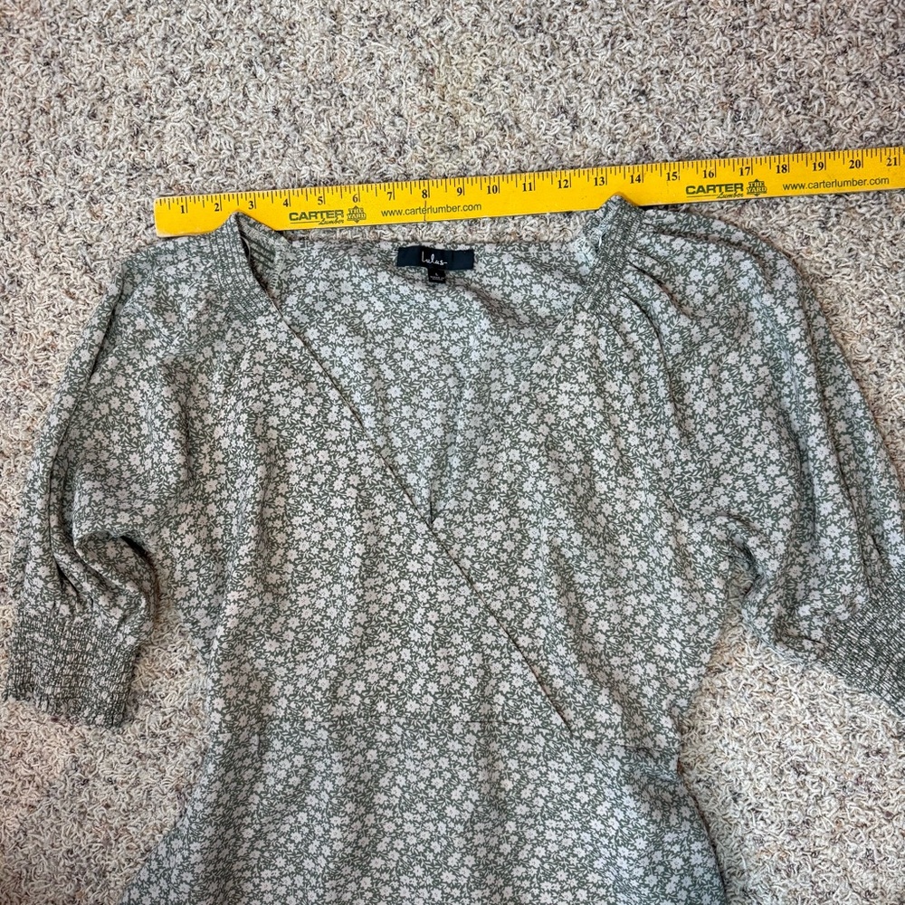 Lulus X Lush Times With You Sage Green Floral Print Puff Sleeve Midi Dress Large - Picture 7 of 15
